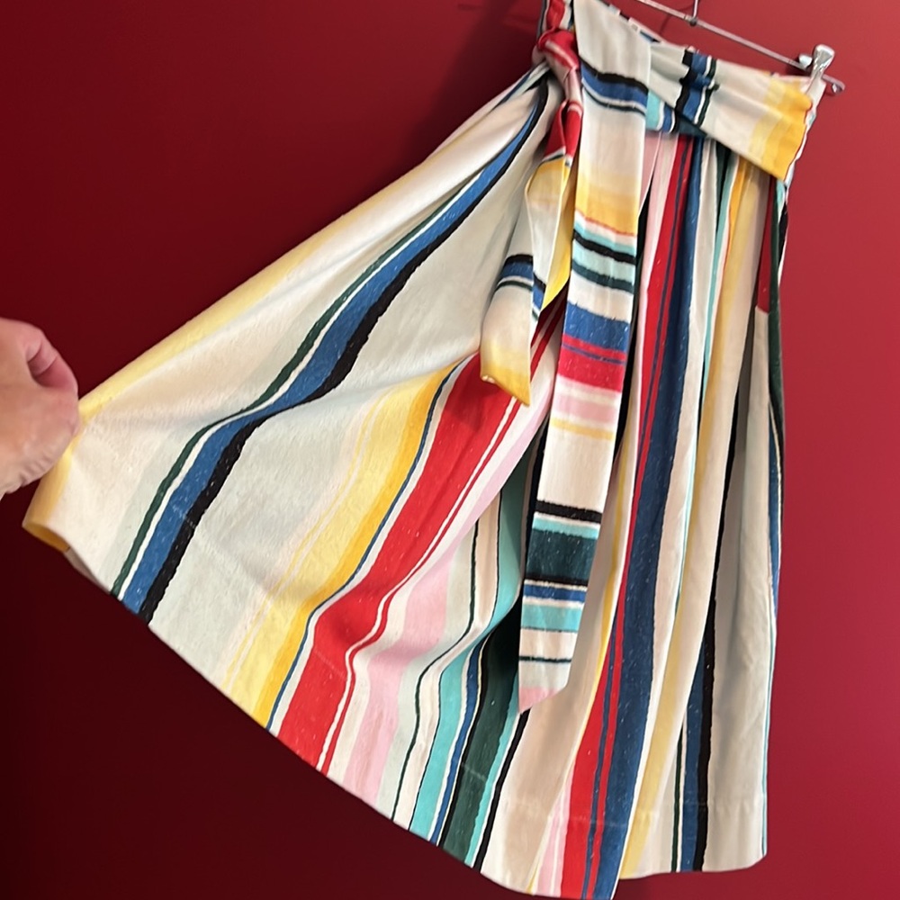 Anthropologie WHIT Silk Striped Midi Skirt Sz4